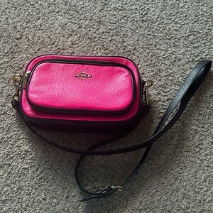 Coach Pink and Black Leather Crossbody Bag